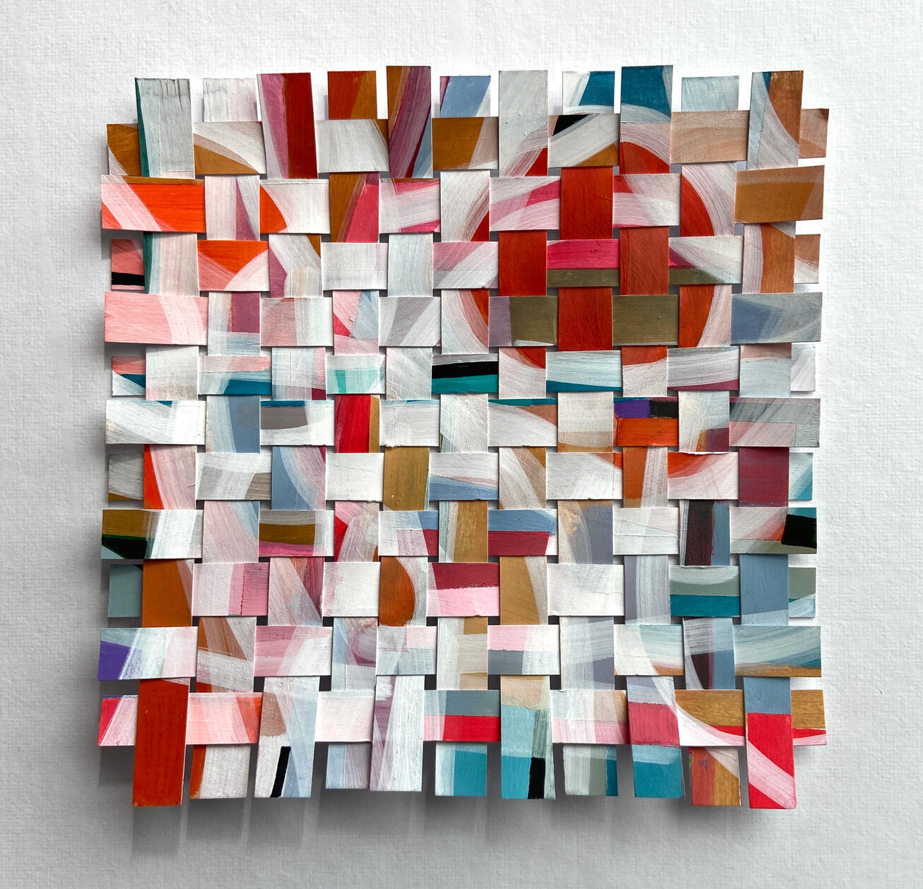 Paper weave (2026), c. 15cm x 15cm Paper weave (2026), c. 15cm x 15cm